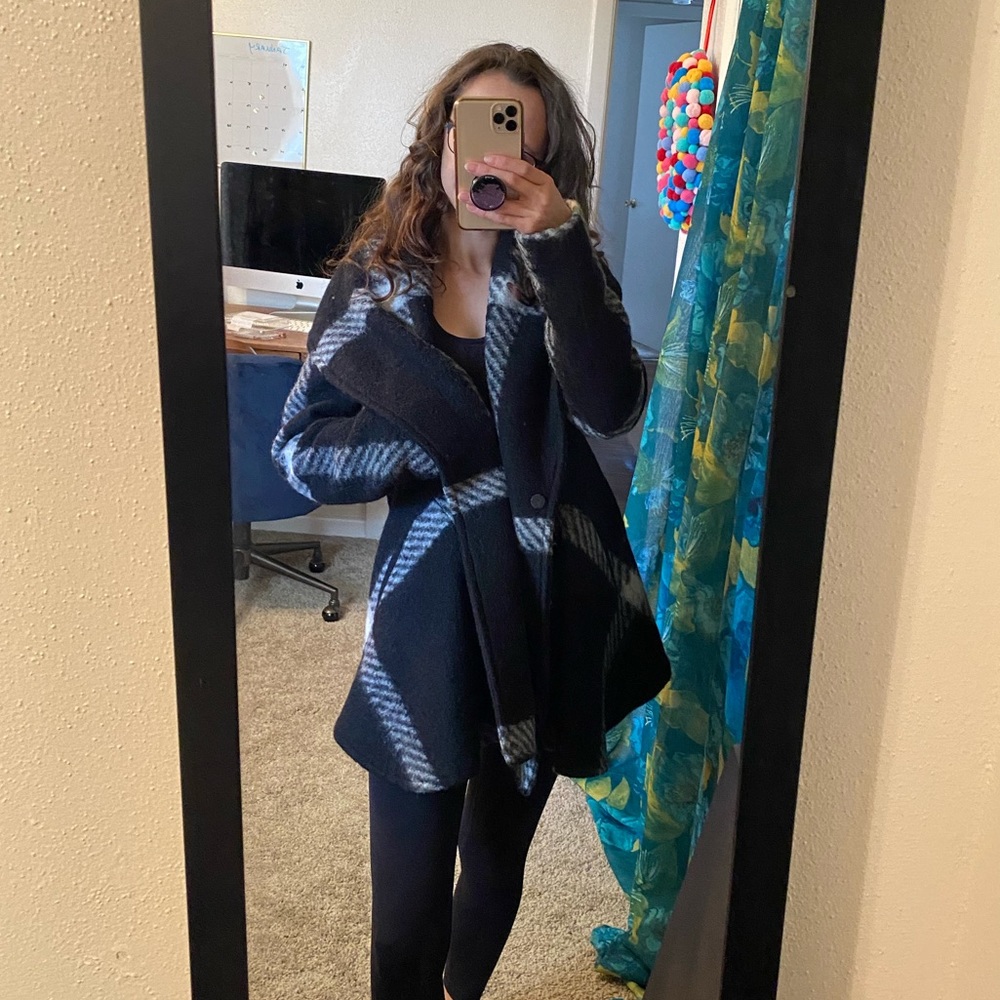 Jessica Simpson Tailored Plaid Coat Toggle Button